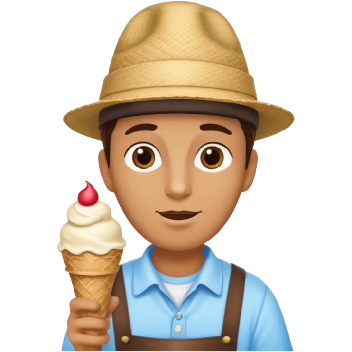 hat wearing ice cream vendor emoji