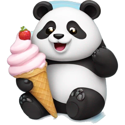 Panda eating ice cream emoji