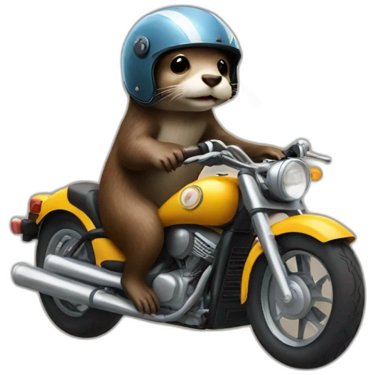 otter riding a motorcycle wearing helmet emoji