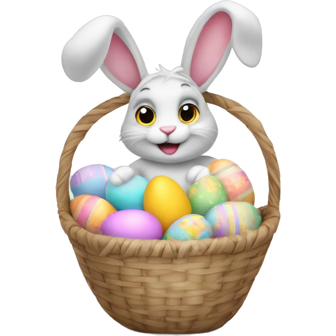 easter bunny with egg pastel basket emoji