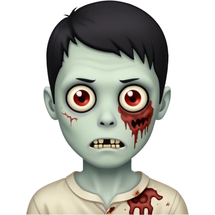 garoto zumbi, com cabelo preto médio  emoji