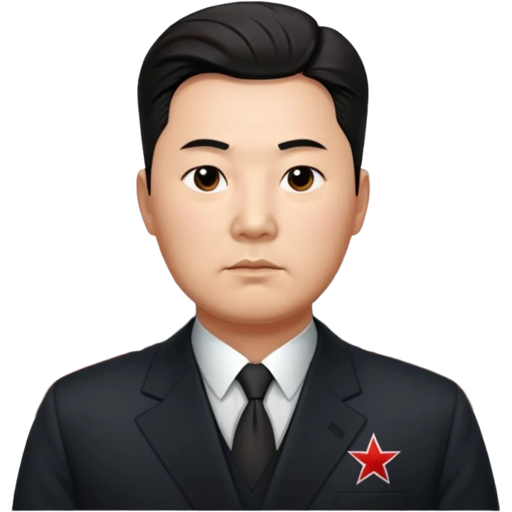 Official portrait of a North Korean man, head of the hull production workshop at a shipyard, serious and formal style, dark suit, confident and focused expression, style inspired by Soviet and North Korean official portraits emoji