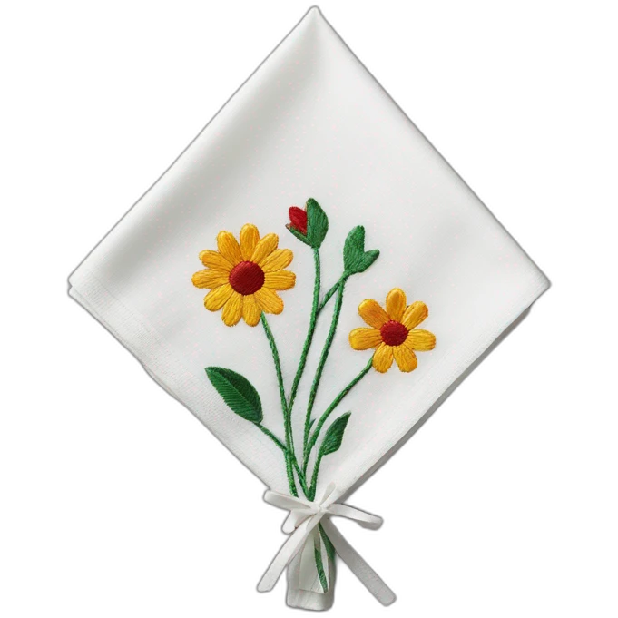 flowers embroidered napkin emoji
