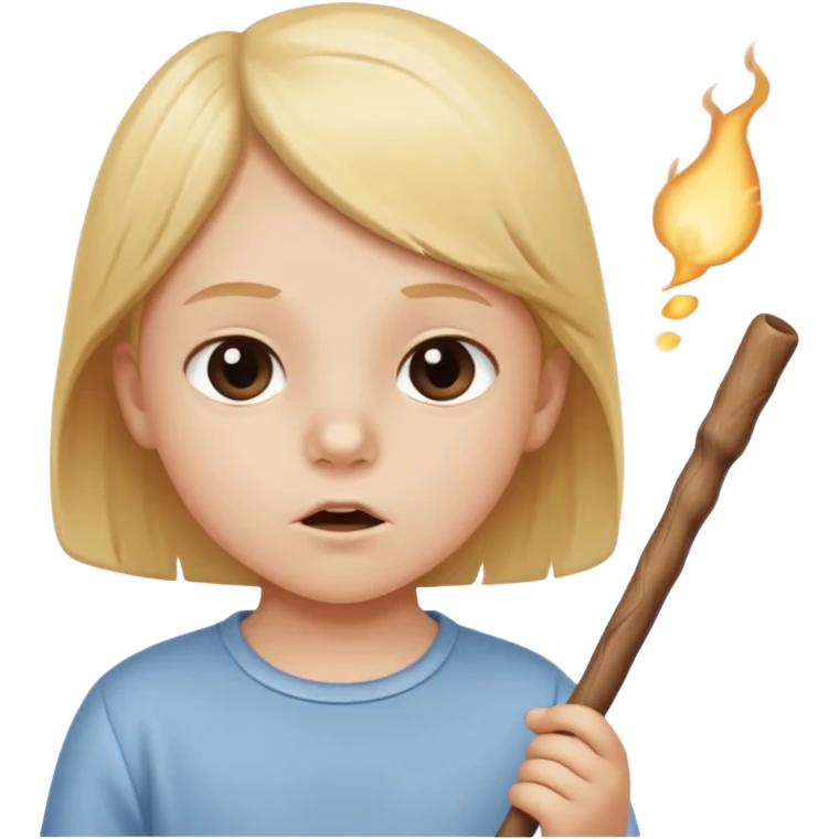 The white child blows into the stick emoji