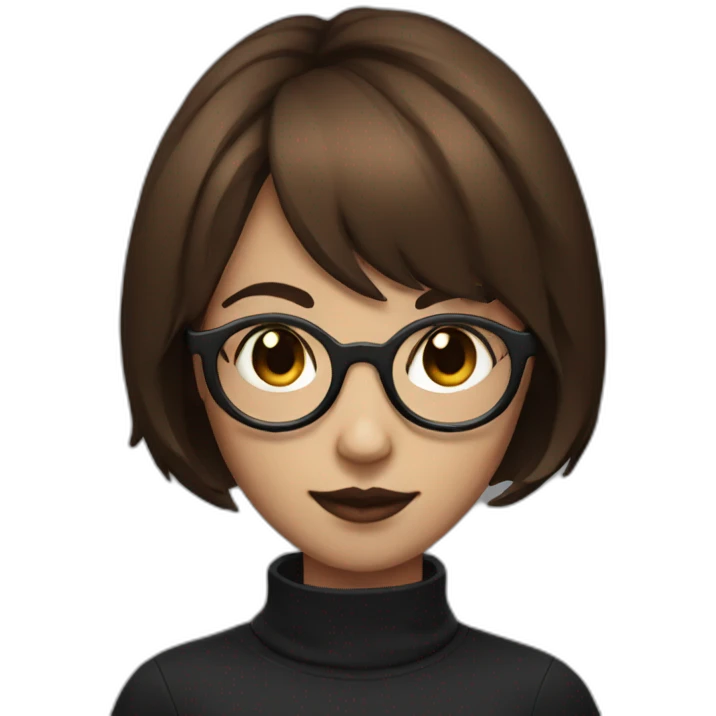 demon girl with brown short hair and round black glasses emoji
