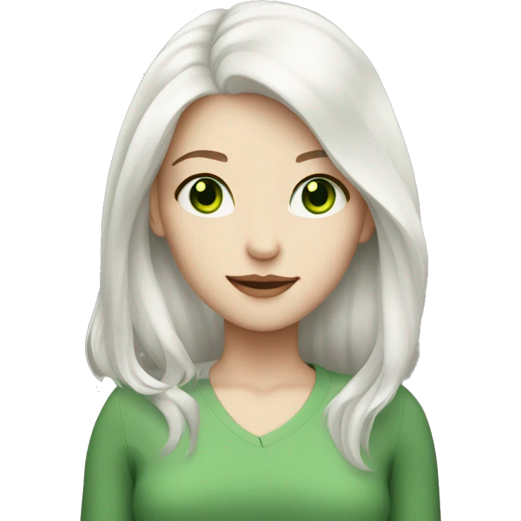 Girl with white hair pale skin and green eyes  emoji