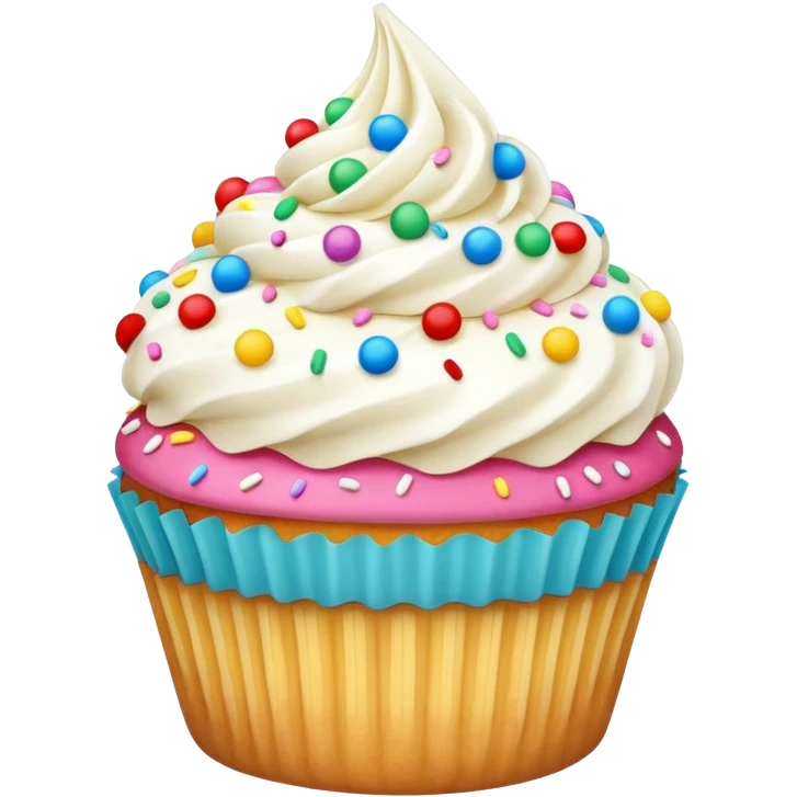 Vanilla Cupcake with white icing and colorful sprinkles  emoji