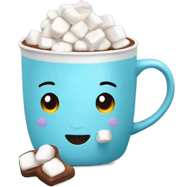 hot cocoa with marshmallows in light blue mug isolated emoji