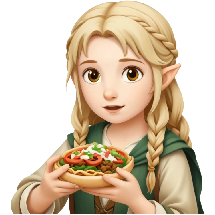 Hobbit girl eats shawarma emoji