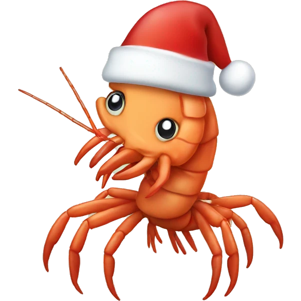 Shrimp with a Christmas hat emoji