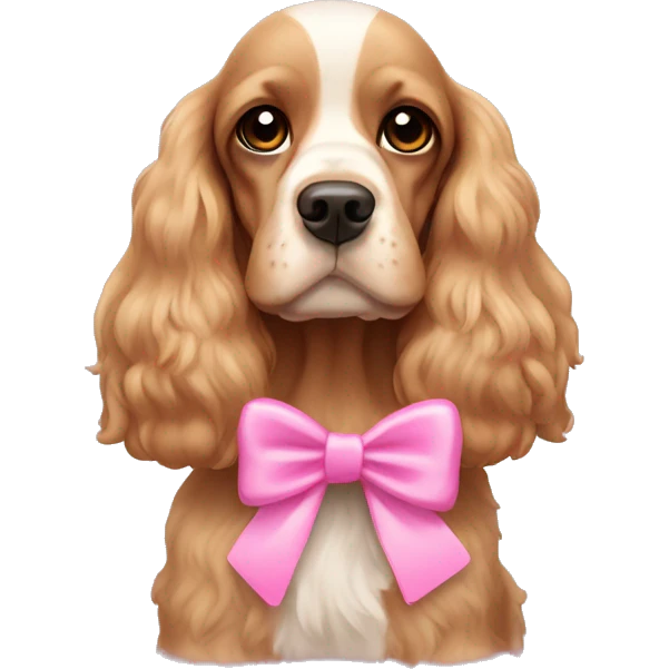 Cocker spaniel wearing pink bows emoji