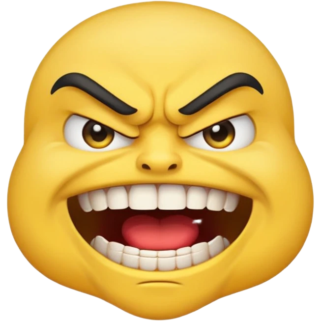 cartoon emoji sticker with an angry face and clenched teeth, colorful and cheerful, no text, suitable for WhatsApp and Instagram emoji