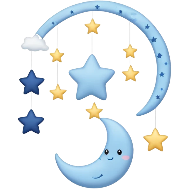 Blue baby mobile with stars and moon emoji