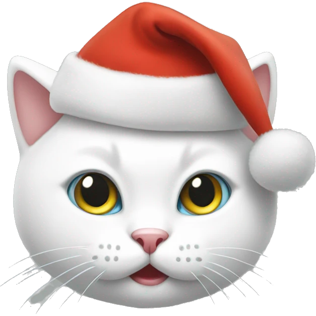 white cat with christmas hat playing  emoji