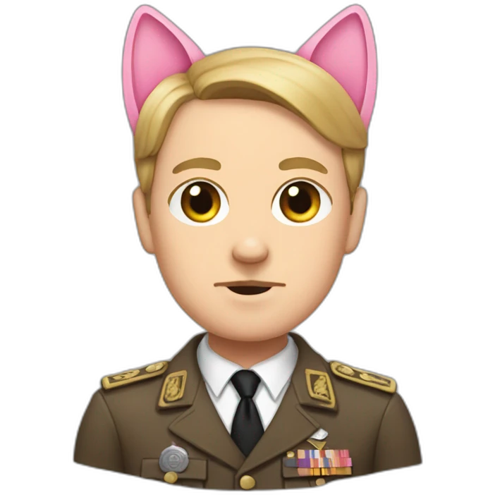 Hitler with pink flushy cat ears emoji