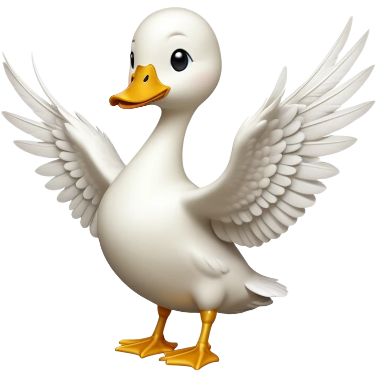 cinematic-[white duck]-realistic-full-body-perched-emoji,-wings-tucked-neatly,-head-tilted-dramatically,-sleek-[white]-feathers,-simplified-yet-realistic-focused-features,-highly-detailed,-glowing-with-an-almost-sarcastic-glow emoji