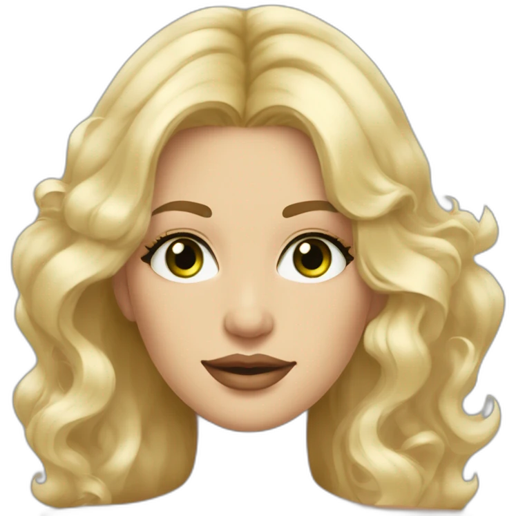 femme grande cheveux aux epaules blonds les yeux verts et les levres epaisses emoji