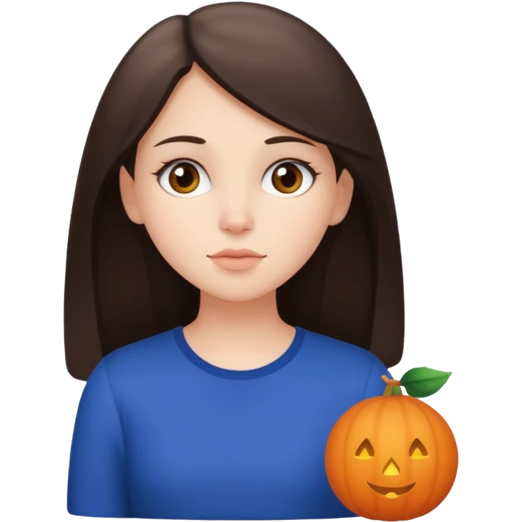 white brunette girl thinking about holiday emoji