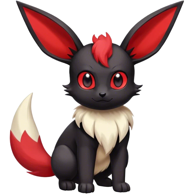 Cute cool black red animal Eeveelution-Fakemon-hybrid full body emoji