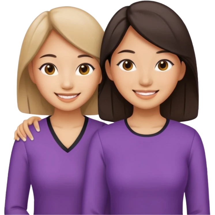 Two different asian women beside each other smiling emoji