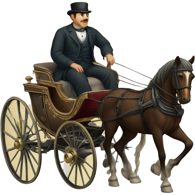 a man sits in a horse-drawn carriage from Russia in the 19th century emoji