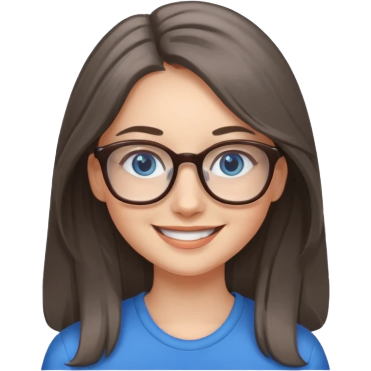Long Grey and brown haired emoji with blue eyes and glasses female young  emoji