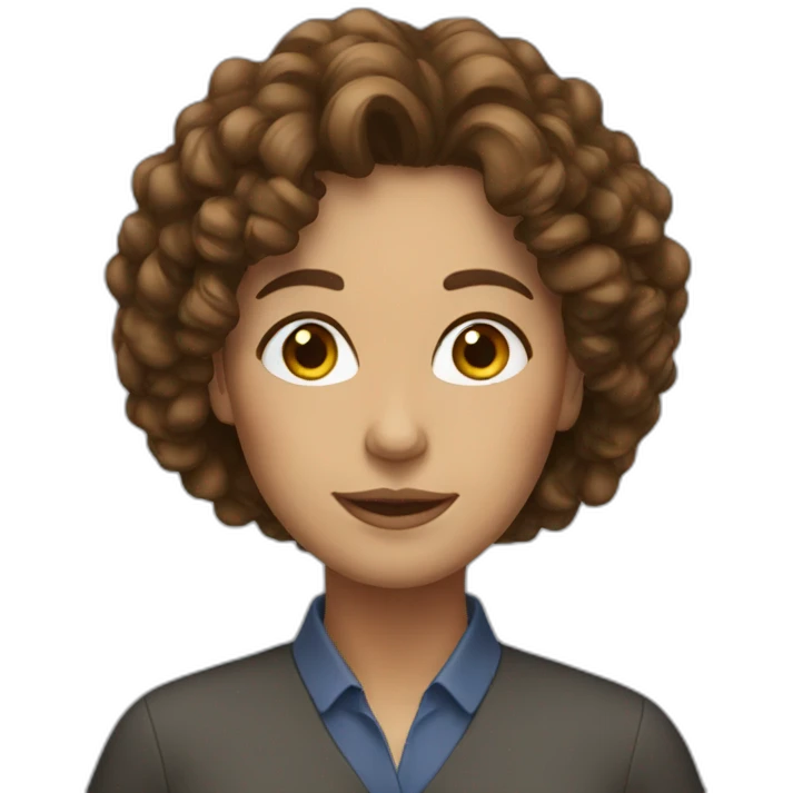 Woman, brown curly hair teacher emoji