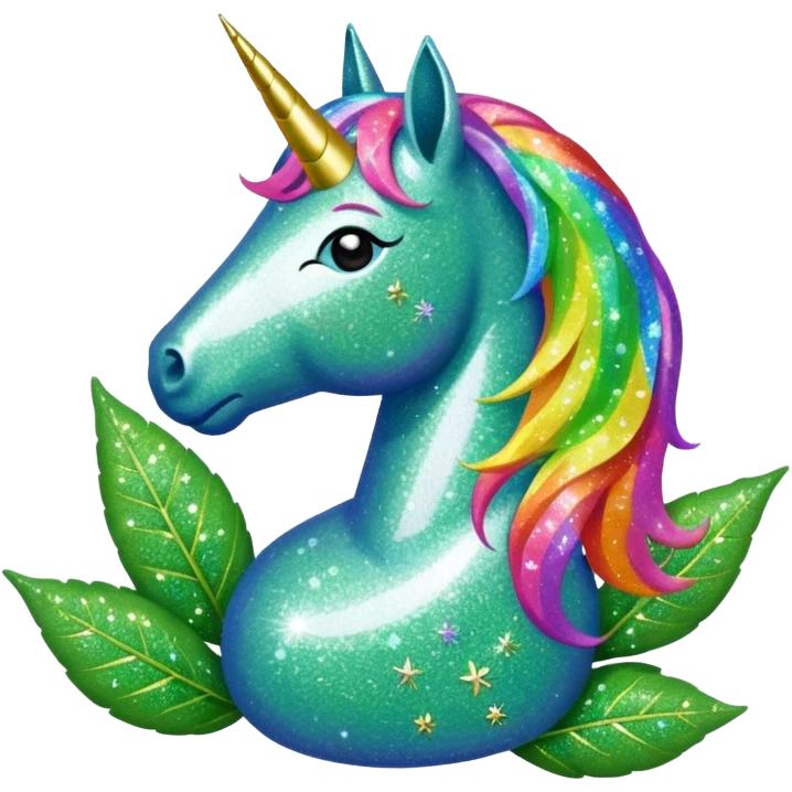 Weed leaf with a Glitter unicorn  emoji