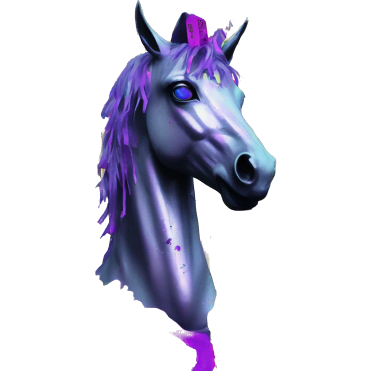 .Zombie_ Vaporwave black holographic oilslick zombie unicorn yellow caution tape graffiti Pegasus  emoji