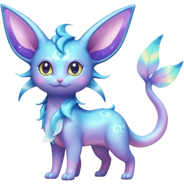Shiny Nebulae Skitty-Espeon-Lumineon-Vaporeon-Amaura-Dragonair-Fakémon-hybrid-creature (full body)  emoji
