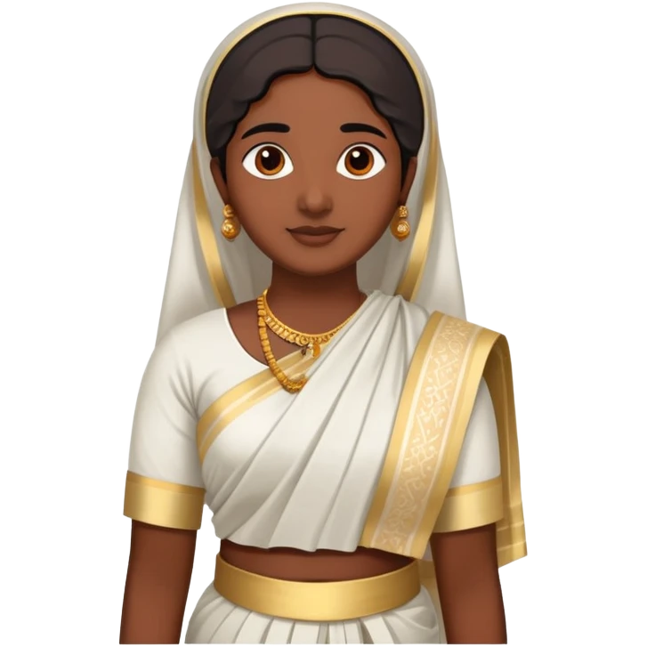 Malayali person in traditional Kerala attire with mundu and kasavu saree emoji
