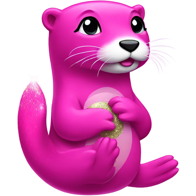 Hot pink otter working out with glitter emoji