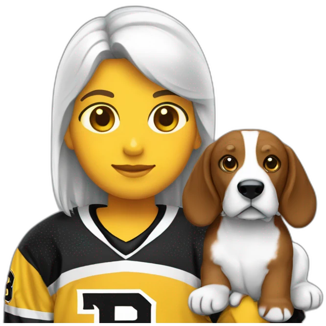 #28 boston bruins hockey white with bear player with basset hound dog emoji