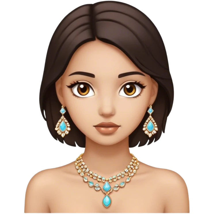 captivating girl with jewelry dark brown eyes emoji