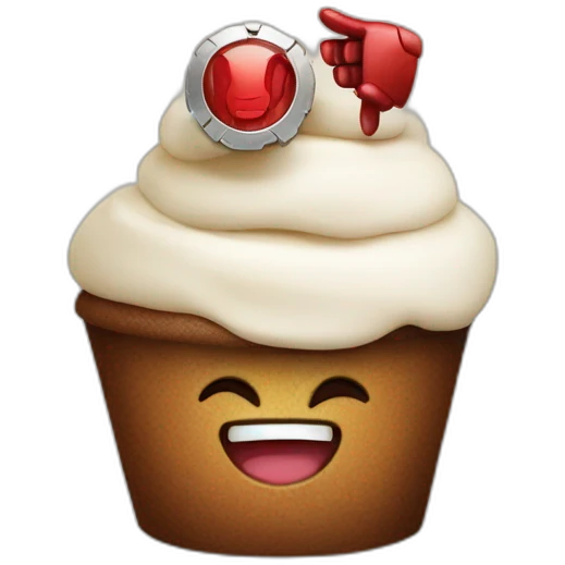 Happy cupcake with iron man  emoji