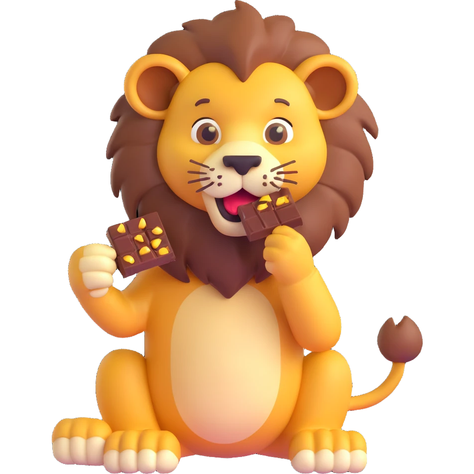 lion eating chocolate emoji