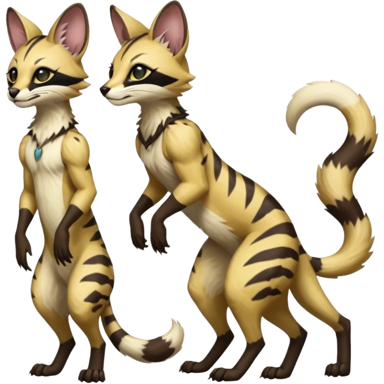 Genet-Wolverine-Marsupial-Serval-Possum-Vernid-Sergal-Fakémon-hybrid, by LiLaiRa-griffsnuff, full body emoji