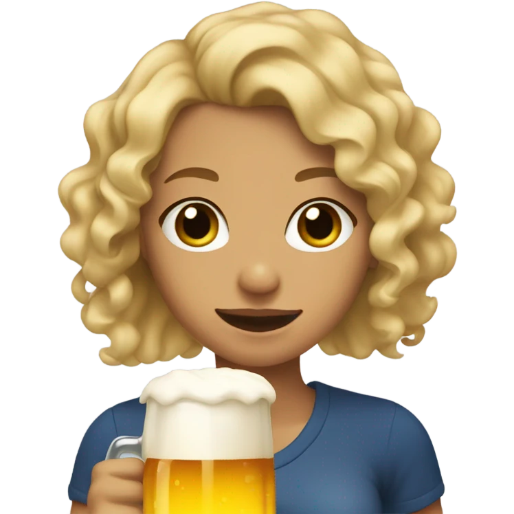 curly blonde mid tanned girl drinking beer emoji