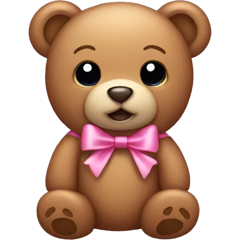 Teddy bear with pink bow on its ear emoji