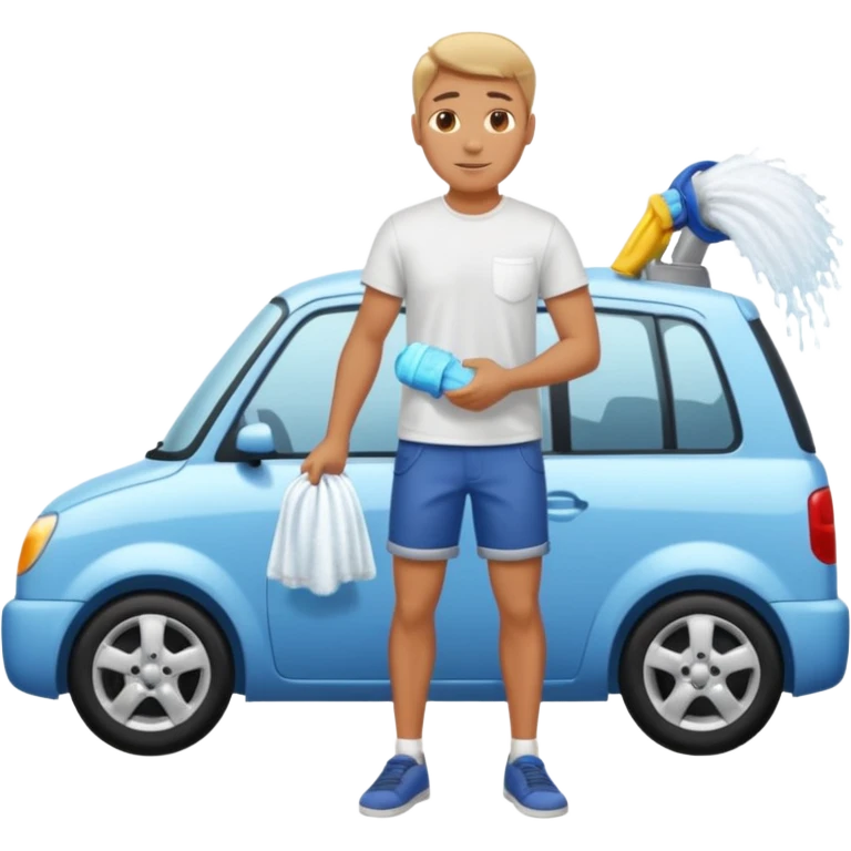 man washing a car on the street emoji