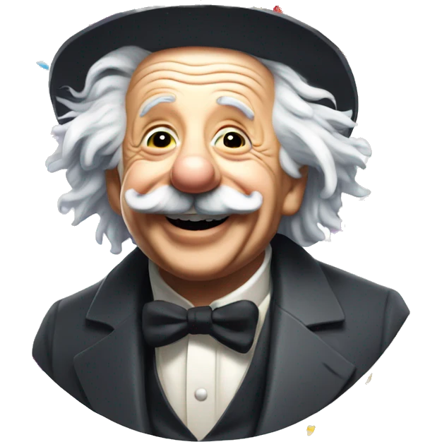 happy albert einstein with party hat and confetti popper emoji