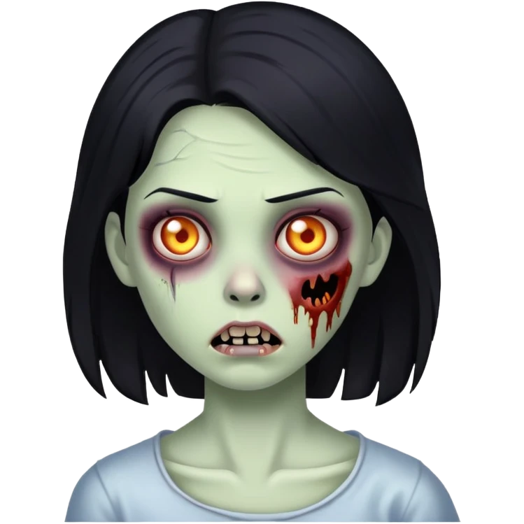 Zombie girl whit black hair emoji