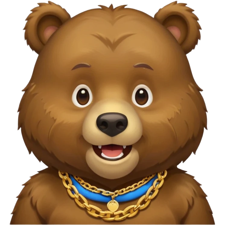 cute Russian grizzly bear wearing a gold rapper chain emoji