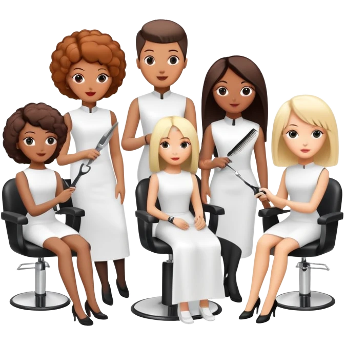 group of people learning hairdressing in beauty salon training emoji