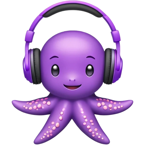 Cute Purple Seastar with headphones emoji