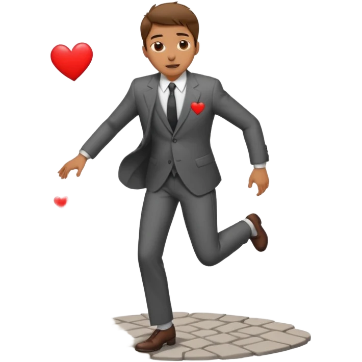 man with heart eyes slip and fall on sidewalk  emoji