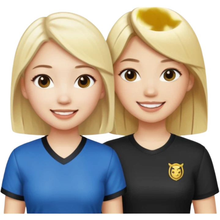 aisan girl and white girl with blonde hair going to the club emoji