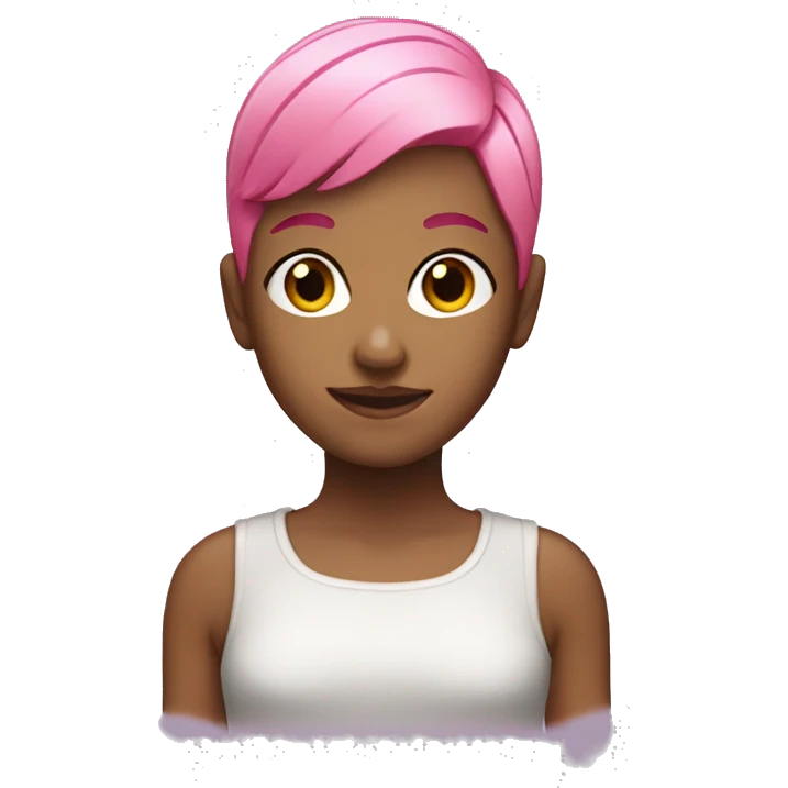 Pink haired girl with a buzzed head  emoji