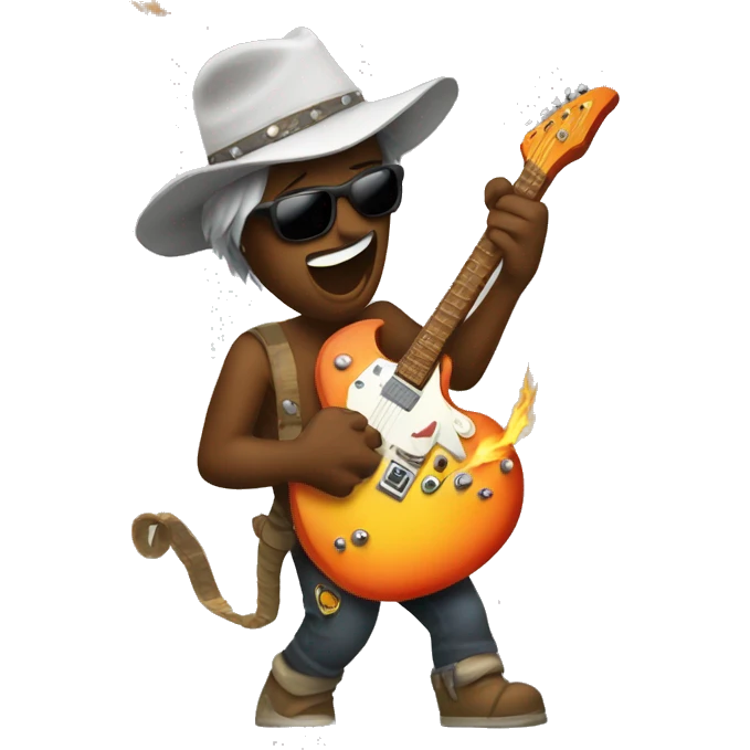 a burning man playing an electric guitar emoji