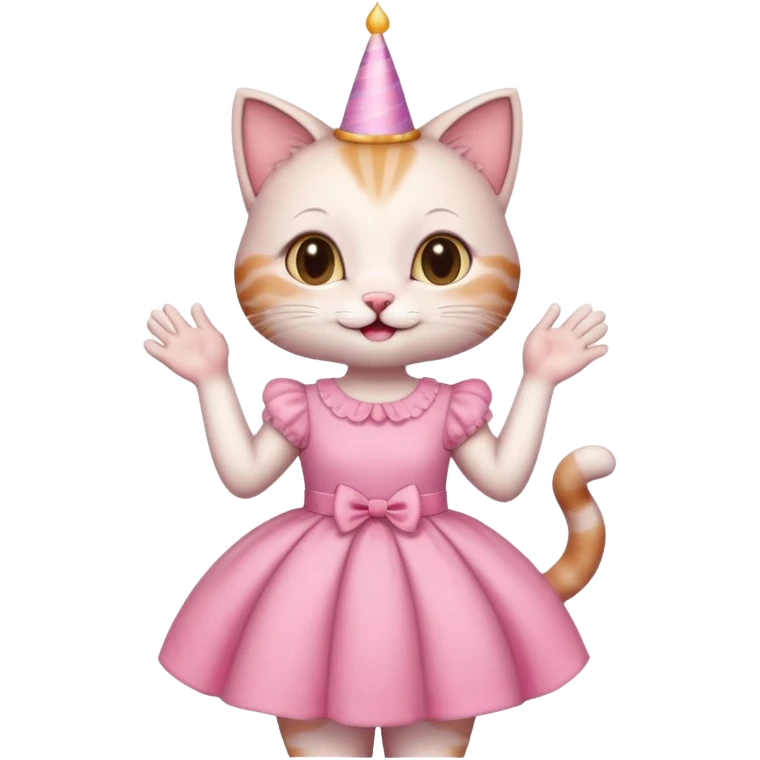 happy girl cat wearing a birthday dress emoji